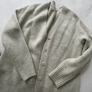WILFRED PARCO CASHMERE V-NECK CARDIGAN SIZE X-SMALL LIGHT GRAY